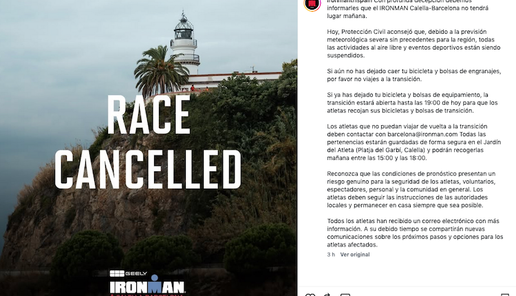 IRONMAN Calella-Barcelona cancelado